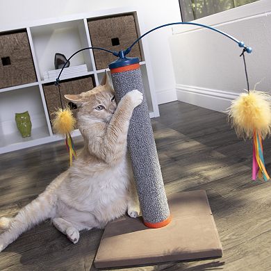 SmartyKat Scratch 'N Spin Carpet Cat Scratching Post with Spinning Wand Toys