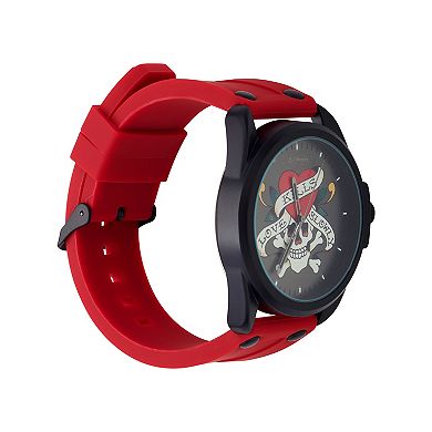 Men's Ed Hardy Matte Red Silicone Strap Analog Watch