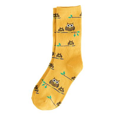 Women's Owl Family Novelty Crew Socks