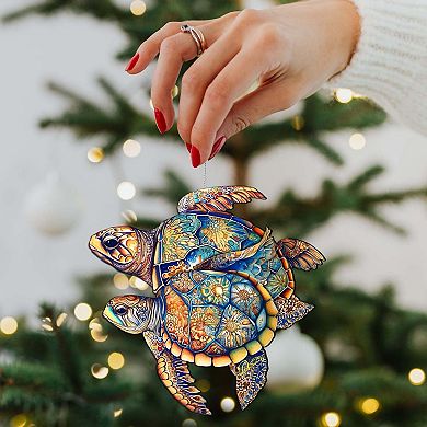 Coastal Decorations - Turtles Wooden Ornaments By G.debrekht