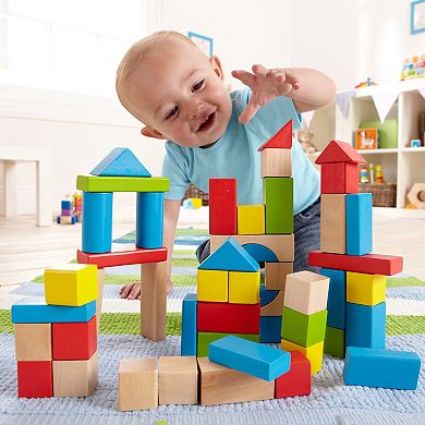 Hape 50 Stacking Wooden Blocks Educational Toy