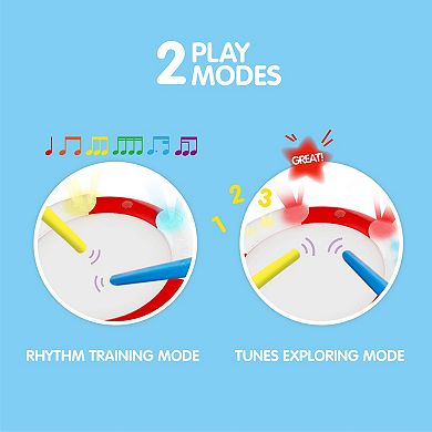 Hape Lights & Guided Play 2-Mode Electronic Drum Sensory Musical Instrument Toy