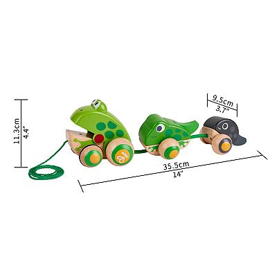 Hape Pull-Along Frog Family Wooden Toddler Toy