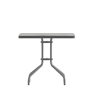Flash Furniture Barker Silver Square Tempered Glass Metal Table