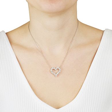 Main and Sterling Sterling Silver Cubic Zirconia Open Heart Necklace