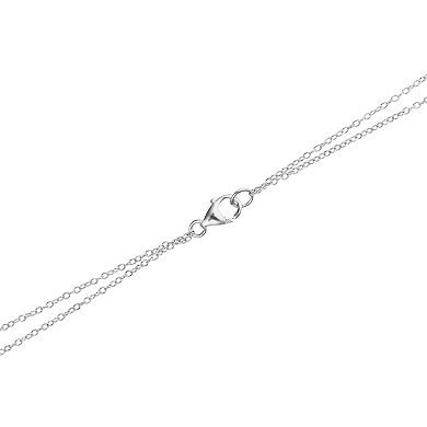 Main and Sterling Sterling Silver Cubic Zirconia Moon & Star Double Strand Necklace