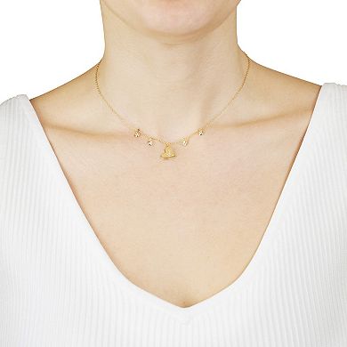 Main and Sterling Gold Over Silver Cubic Zirconia Heart Choker Necklace
