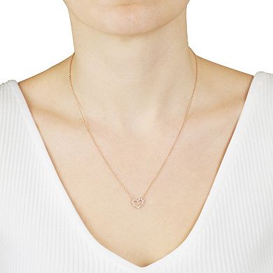 Main and Sterling Cubic Zirconia Pave Open Heart Necklace