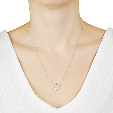 Main and Sterling Sterling Silver Cubic Zirconia Open Clover Station Necklace