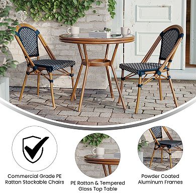 Flash Furniture Bordeaux Indoor / Outdoor 31.5 in. Commercial French Bistro 3-pc. Table & Chairs Set