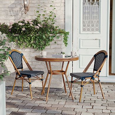 Flash Furniture Bordeaux Indoor / Outdoor 31.5 in. Commercial French Bistro 3-pc. Table & Chairs Set