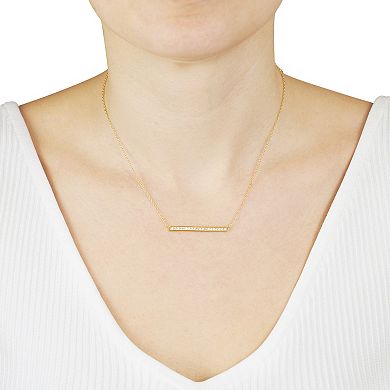 Main and Sterling Gold Over Silver Cubic Zirconia Bar Station Necklace