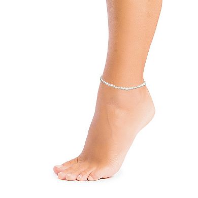 Main and Sterling Sterling Silver Simulated Pearl Anklet