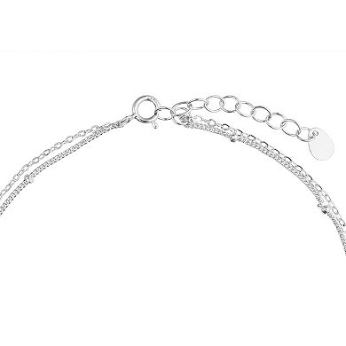 Main and Sterling Sterling Silver Bar Chain Simulated Pearl Anklet