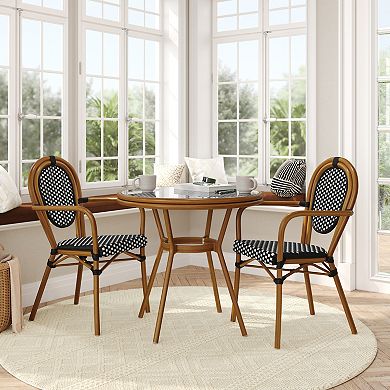 Flash Furniture Lourdes Indoor / Outdoor 31.5 in. Commercial French Bistro 3-pc. Table & Chairs Set