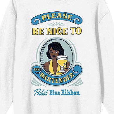 Women's Pabst Blue Ribbon Be Nice To The Bartender Long Sleeve Graphic Tee