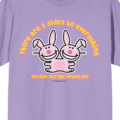 Juniors' It's Happy Bunny My Side or The Wrong Side Crewneck Graphic Tee
