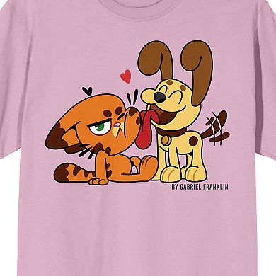 Juniors' Garfield Licked By Odie Crewneck Graphic Tee