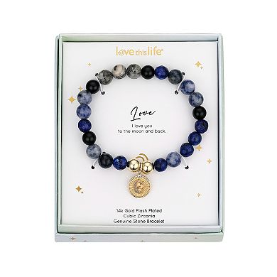 Love This Life?? 14k Gold Plated Cubic Zirconia Moon and Stars Stretch Bracelet
