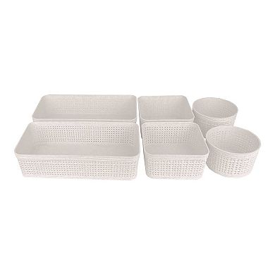 Belle Maison Faux Basketweave Storage Basket 6-piece Set