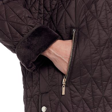 Women's Gallery Faux-Fur Hooded Quilt Long Jacket