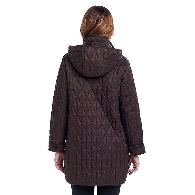 Women's Gallery Faux-Fur Hooded Quilt Long Jacket