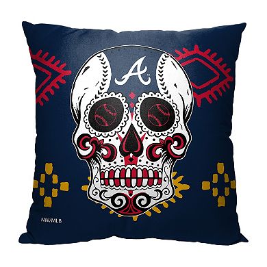 MLB Atlanta Braves Sugar Skull Printed Pillow - 18" x 18"