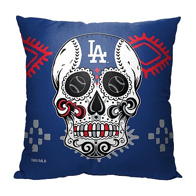 MLB Los Angeles Dodgers Sugar Skull Printed Pillow - 18" x 18"