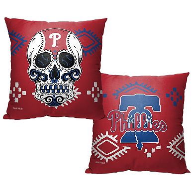 MLB Philadelphia Phillies Sugar Skull Printed Pillow - 18" x 18"