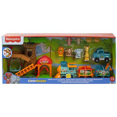 Fisher-Price Little People Wildlife Train & Trek Toddler Gift Set with Animals & Figures