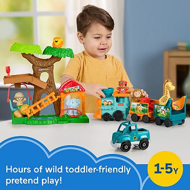 Fisher-Price Little People Wildlife Train & Trek Toddler Gift Set with Animals & Figures