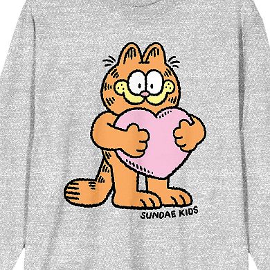 Men's Garfield With Pink Heart Long Sleeve Tee