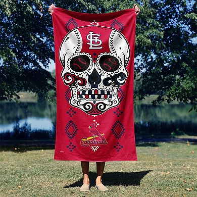 St. Louis Cardinals Candy Sugar Skull Printed Beach Towel