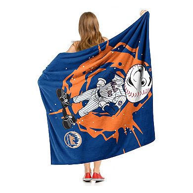 New York Mets Mascot Mr. Met Silk Touch Sherpa Throw Blanket