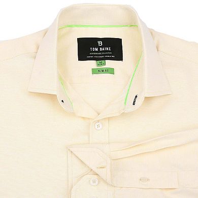Tom Baine Solid Linen Feel Long Sleeve Button Down