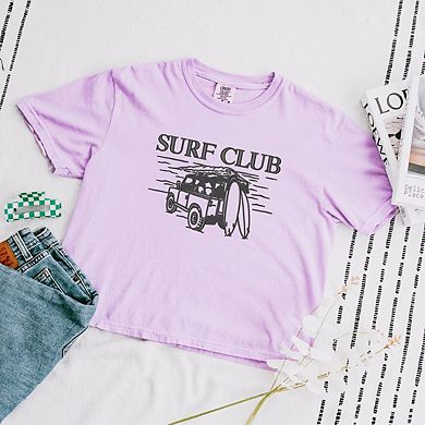 Embroidered Surf Club Jeep Relaxed Fit Cropped Tee