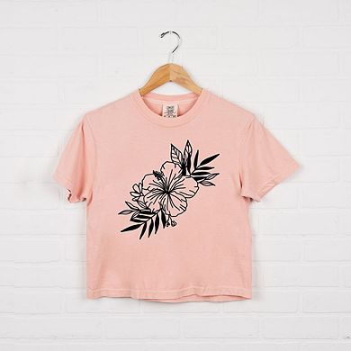 Hibiscus Spray Relaxed Fit Cropped Tee