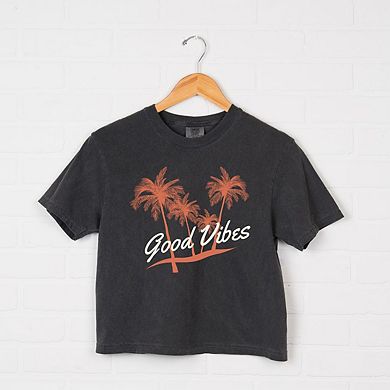 Good Vibes Palm Trees Relaxed Fit Cropped Tee
