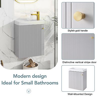Merax Contemporary 16" Wall-mounted Bathroom Vanity Combo Cabinet With Ceramic Basin