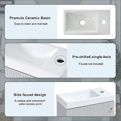 Merax Contemporary 16" Wall-mounted Bathroom Vanity Combo Cabinet With Ceramic Basin