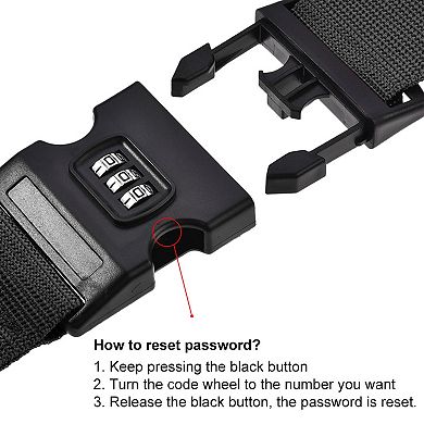 Luggage Straps Suitcase Belts With Buckle, Combination Lock, Adjustable 2pcs
