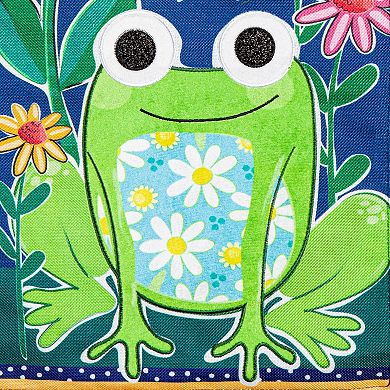 Evergreen Enterprises Crouched Frog Welcome Friends Garden Flag
