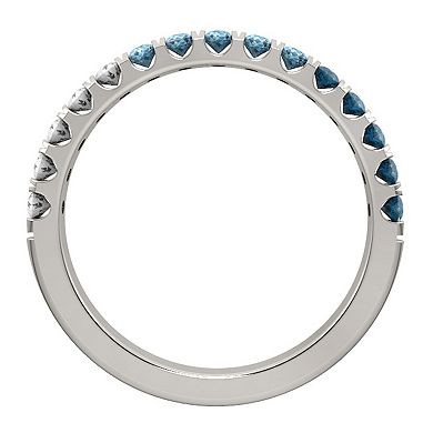 Sterling Silver Blue Topaz Ombre Band Ring