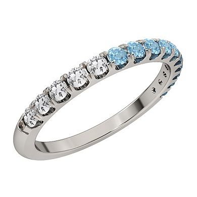 Sterling Silver Blue Topaz Ombre Band Ring