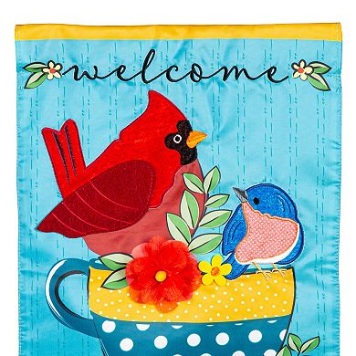 Evergreen Enterprises Songbirds Welcome Applique Garden Flag