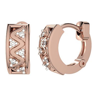 10k Rose Gold Diamond Huggie Hoop Earrings