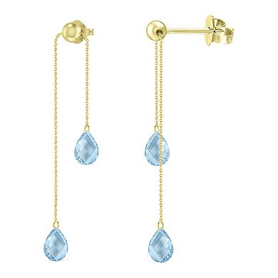 10k Gold Blue Topaz Drop Earrings