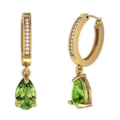 10k Gold Peridot & Diamond Accent Dangle Earrings