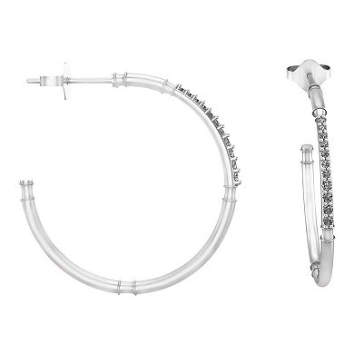 10k White Gold Diamond Hoop Earrings