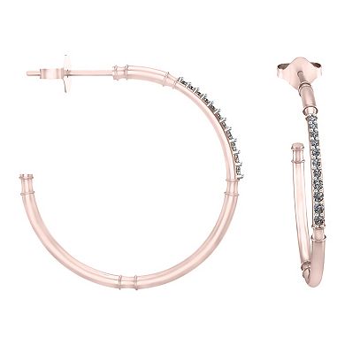 10k Rose Gold Diamond Hoop Earrings